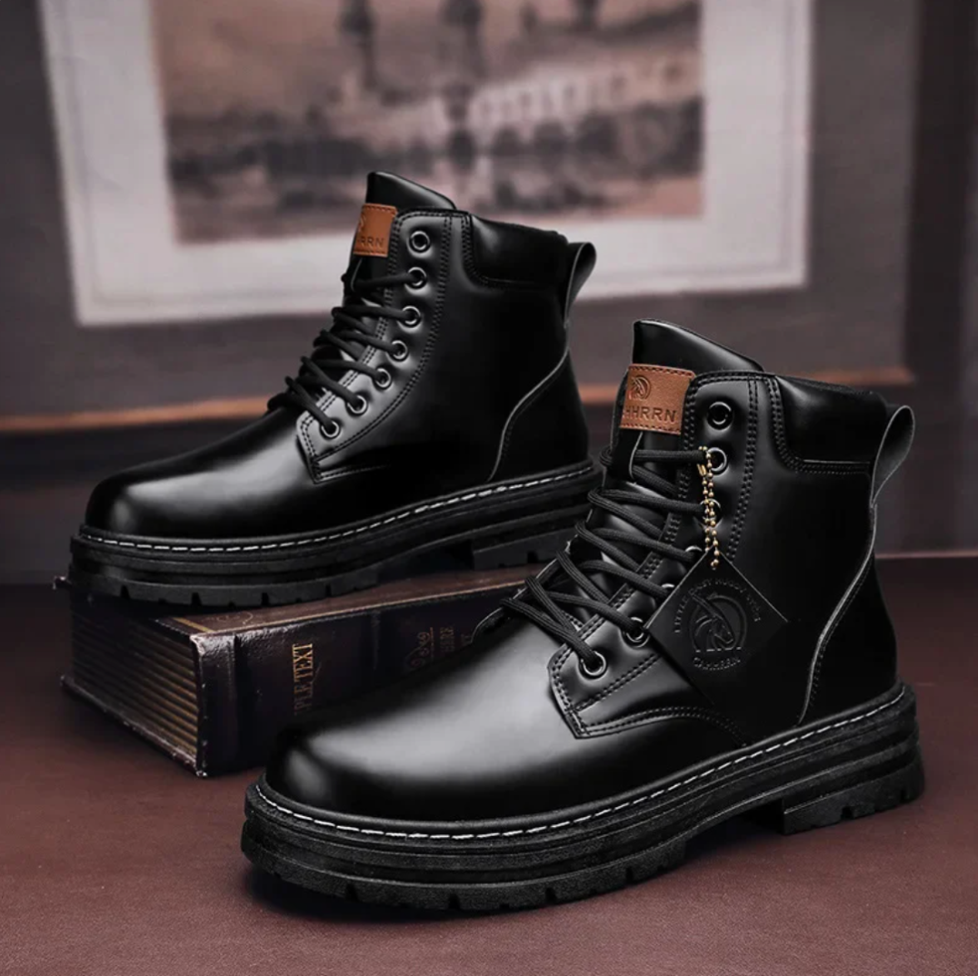 Comfortable Men's Lace-Up Boots – Leather Support Boots with Non-Slip Sole