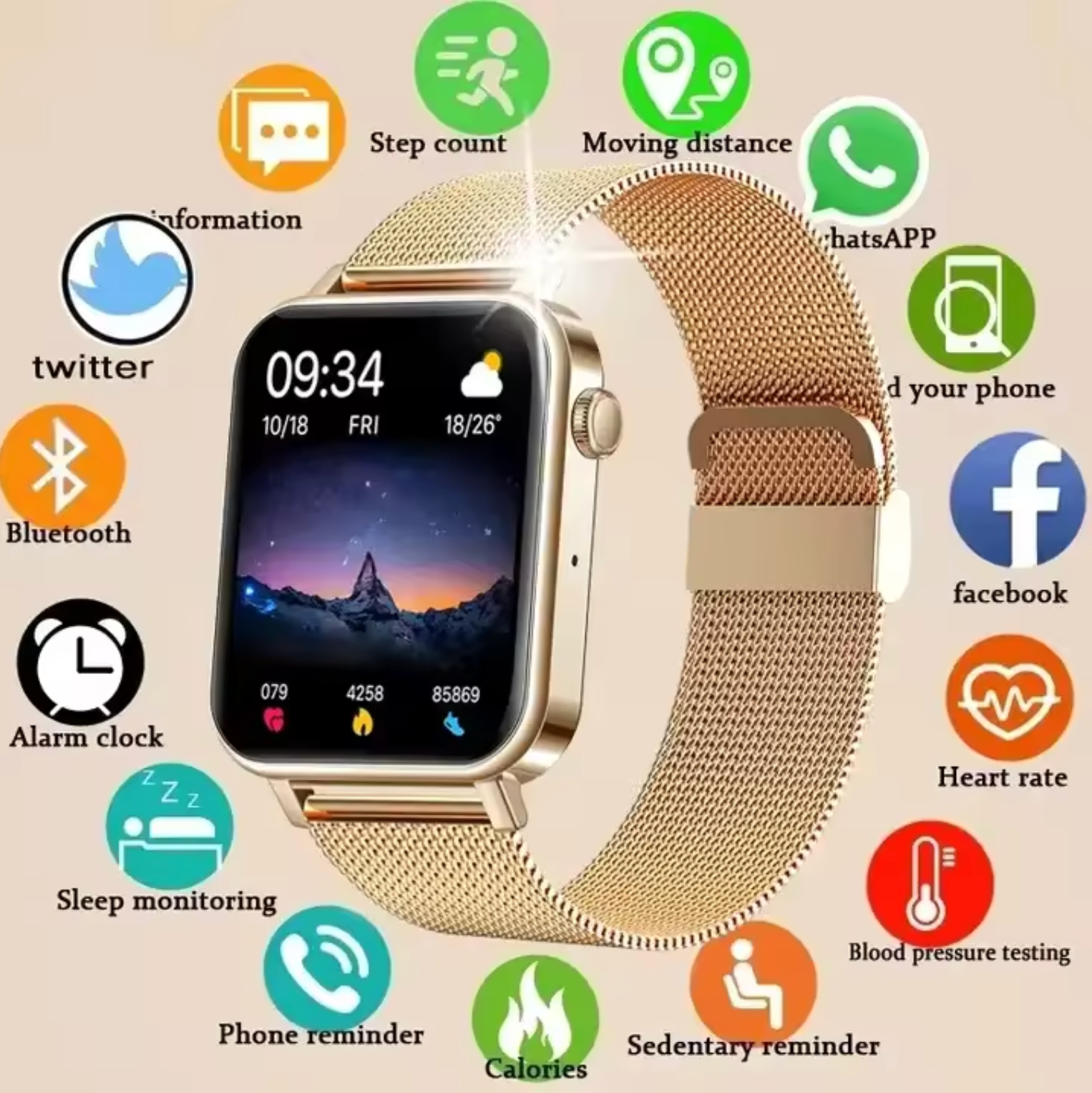 Smartwatch From NovaVel Luma For Women With Core Features And Sleek Look