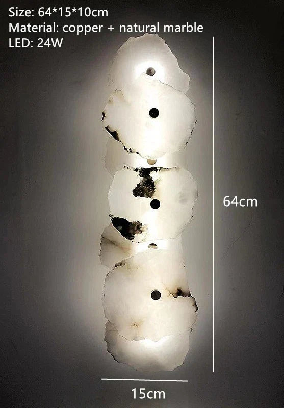 Copper Accented Aurora Marble LED Wall Sconce For Elegant Interiors