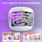 Limpiador ultrasónico LumaNova con luces UV desinfectantes para dentaduras y objetos de valor
