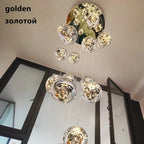 AstraLumen Glass Orb Staircase Chandelier Elevates Stairway Lighting