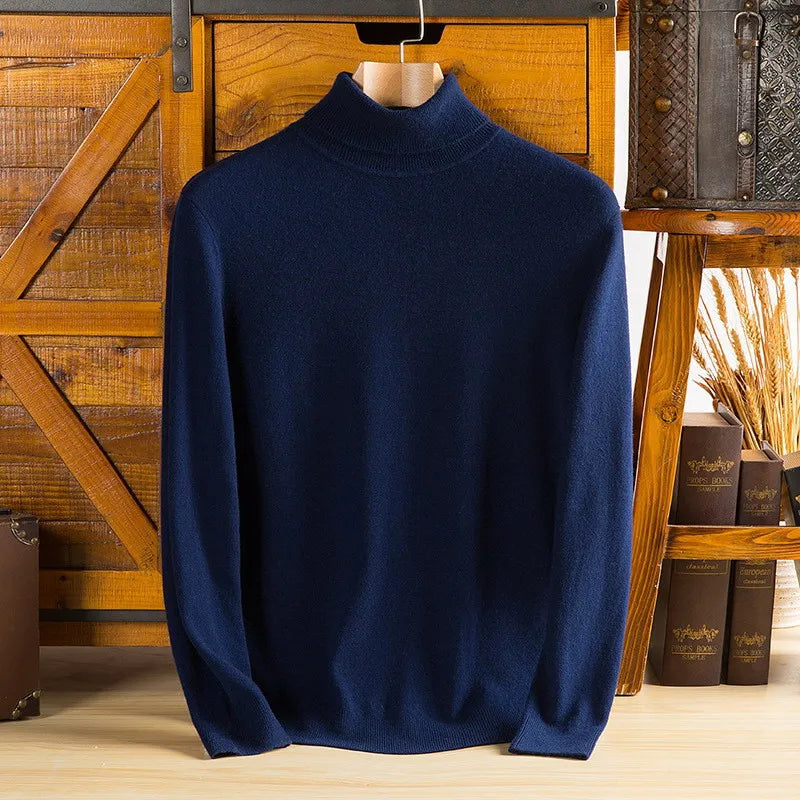 Sylvara Men's 100 Percent Cashmere Turtleneck Sweater