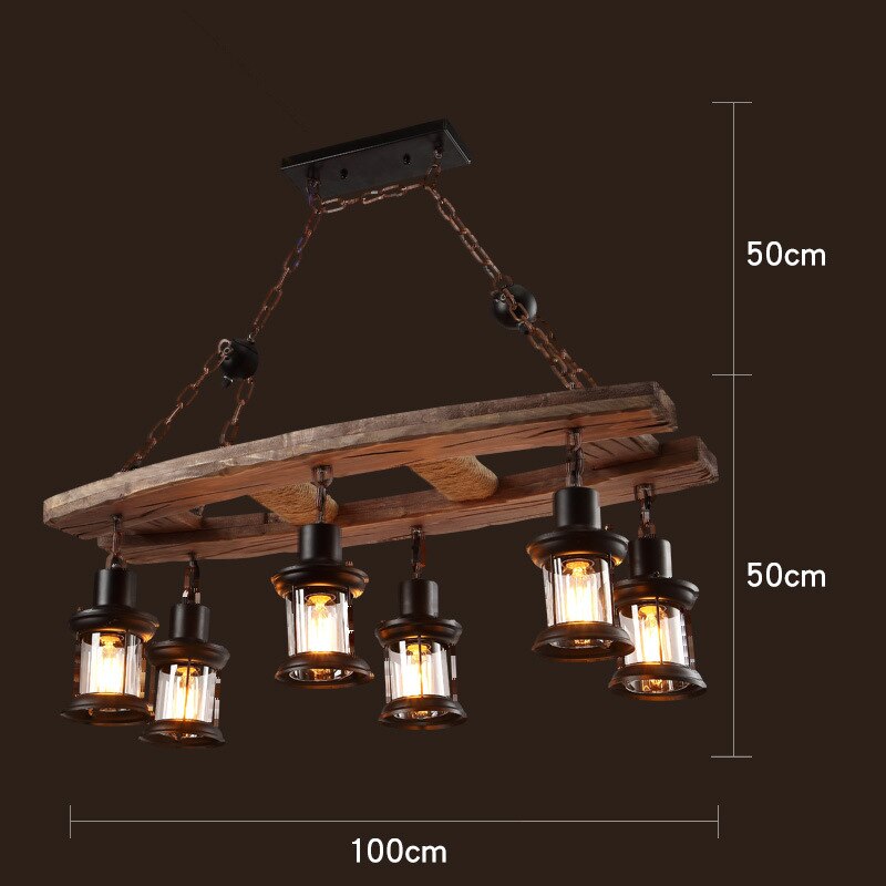 Wood Ceiling Light With LED Illumination In Industrial Antique Style For Modern Interiors