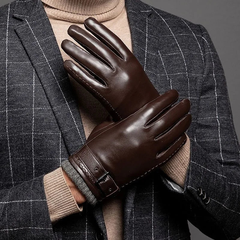 Leather Gloves With Cashmere Cuffs For Cold Winter Weather
