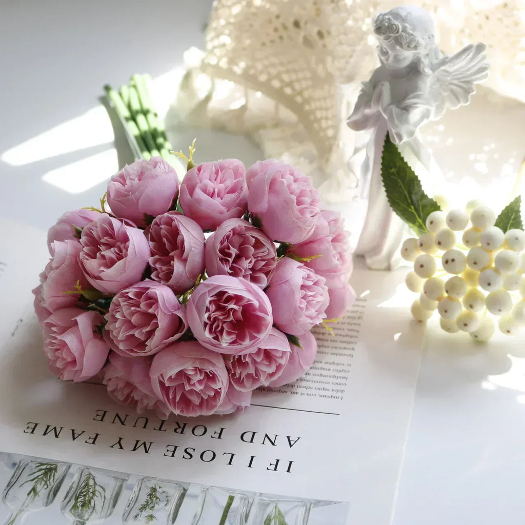 Romantic Silk Peony Bouquet From Lyra With 27 Realistic Blooms