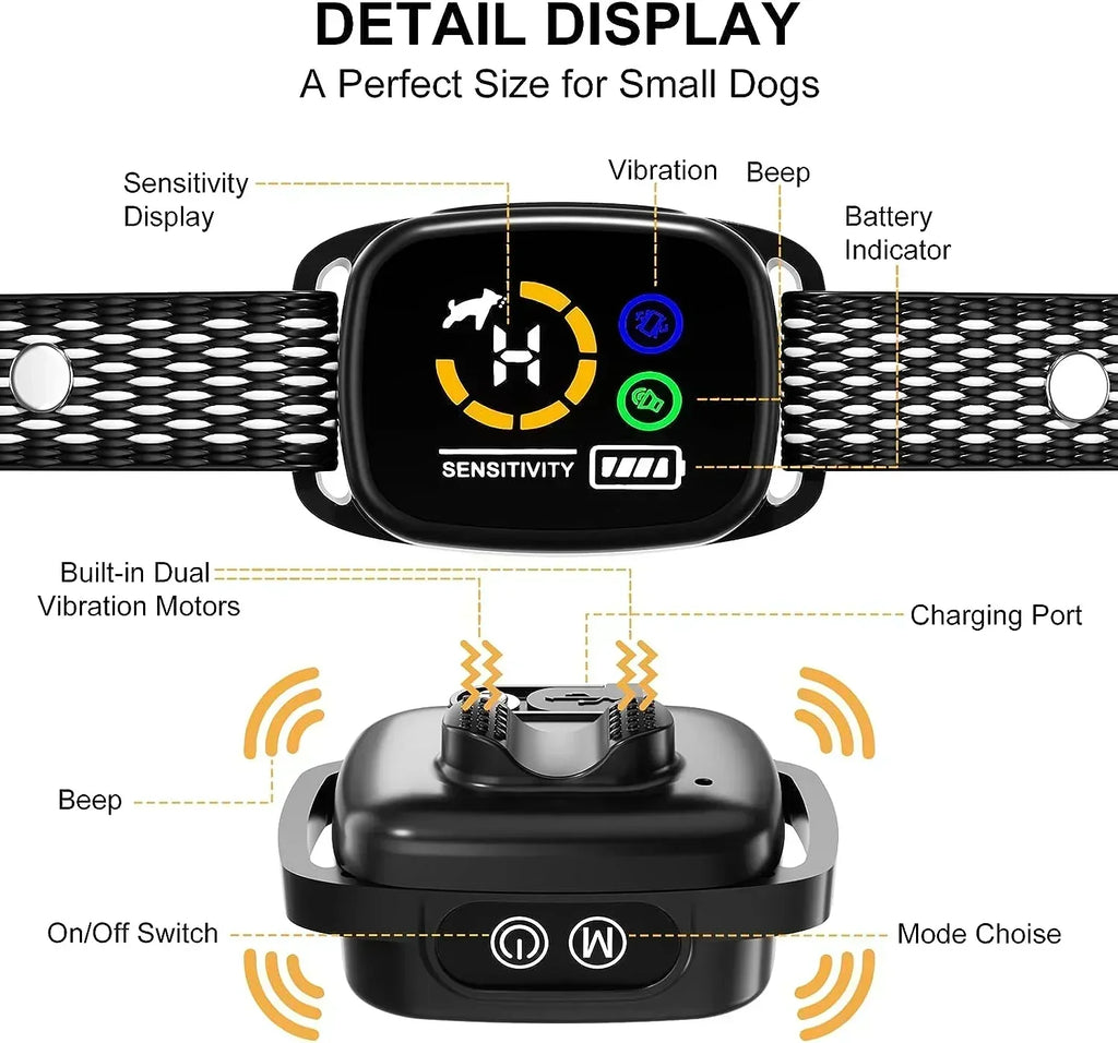 CalmPaws Small Dog Bark Collar Rechargeable And Gentle