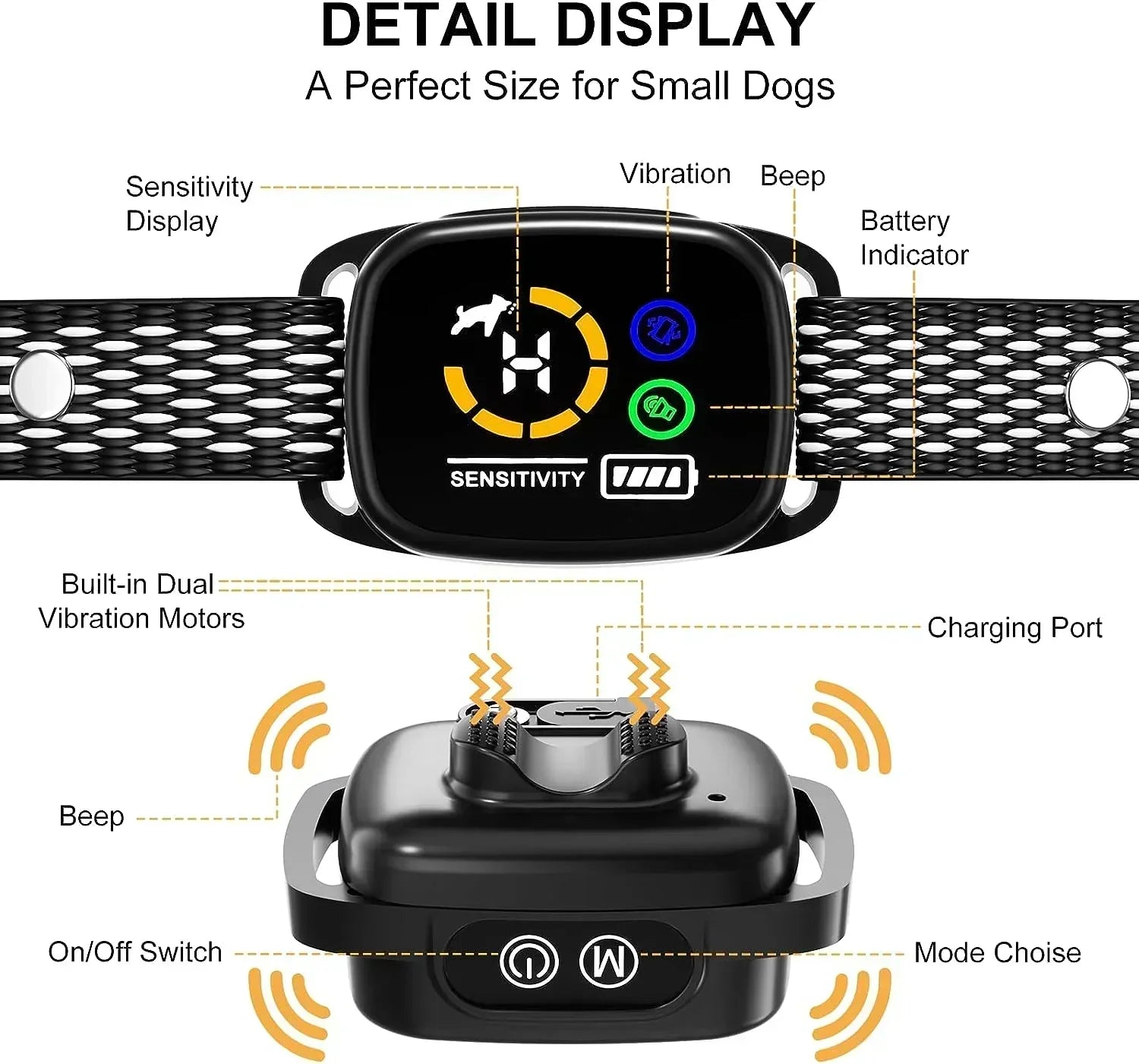 CalmPaws Small Dog Bark Collar Rechargeable And Gentle