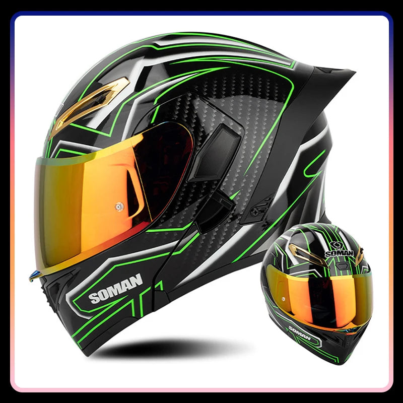 Modular Full-Face Motorcycle Helmet with Dual Visor