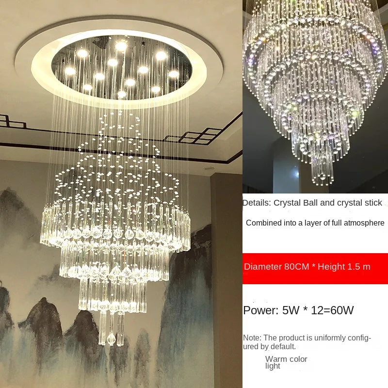 Lampadario Calara con dettagli a goccia di cristallo in acciaio inox