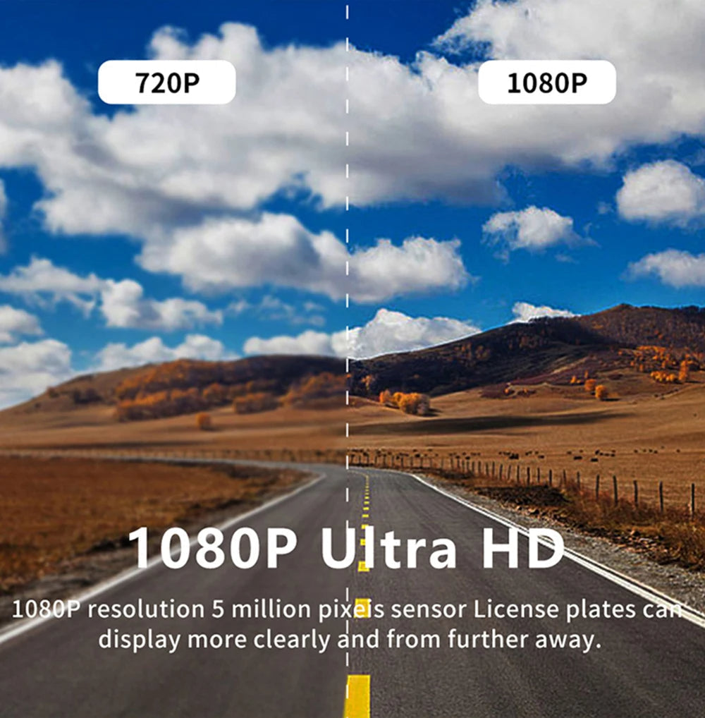 Caméra de tableau de bord WiFi 1080P avec double lentilles avant et cabine