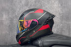 Casque de moto intégral rabattable avec double lentille et aileron arrière aérodynamique, certifié DOT
