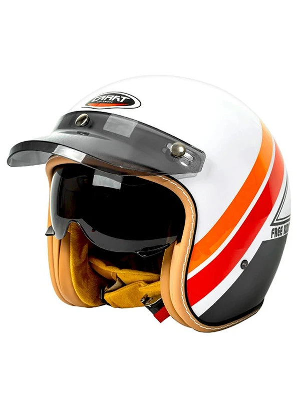 Vintage Open-Face Motorcycle Helmet with Sun Visor
