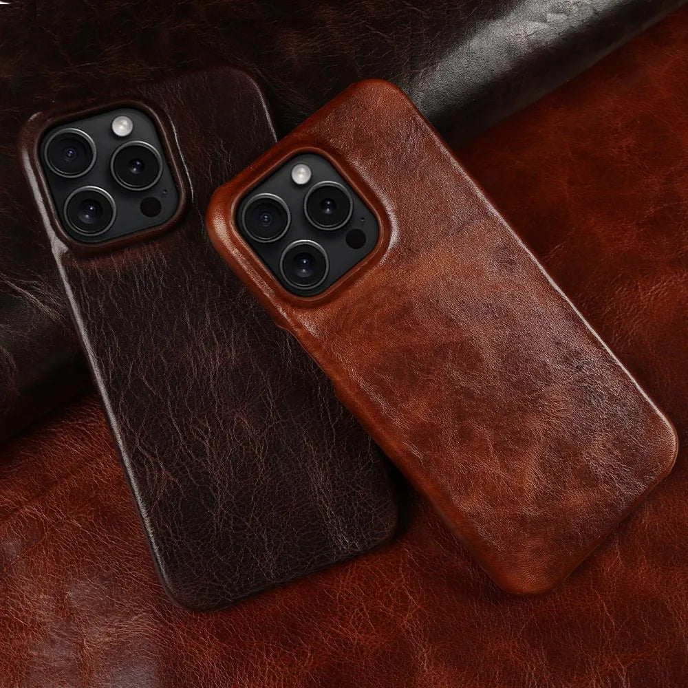 Crownline Handcrafted iPhone Case In Genuine Cowhide Leather