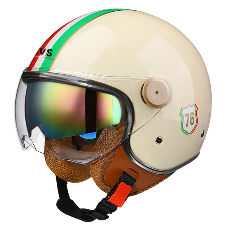 3/4 Open-Face Motorcycle Helmet with Windproof Lens