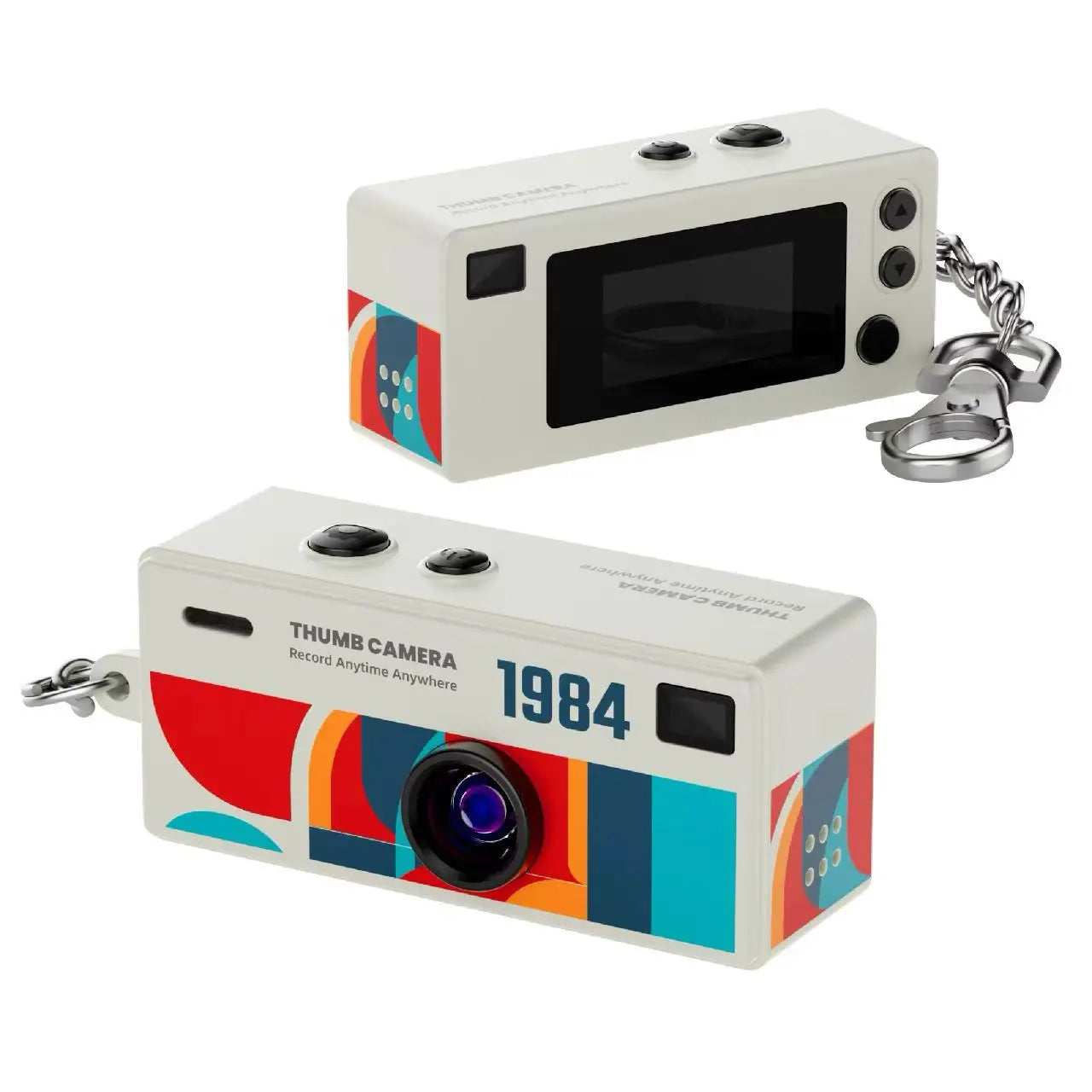 レトロキーチェーンカメラ 1080P CCDセンサー内蔵 フラッシュ付き 128GBマイクロSD対応