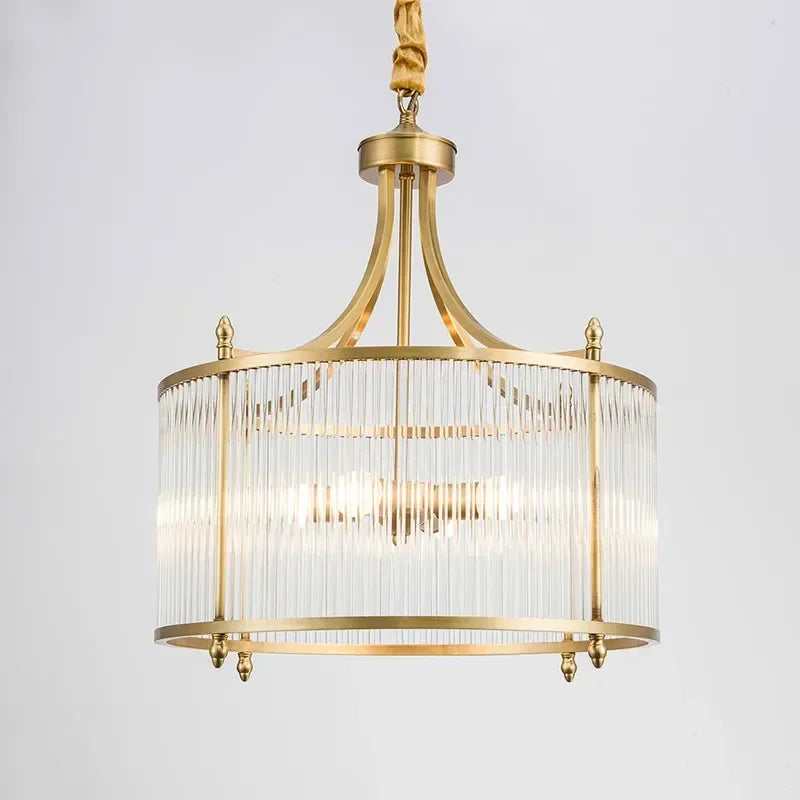 Lampadario in vetro dorato Elowen per decorazione soggiorno