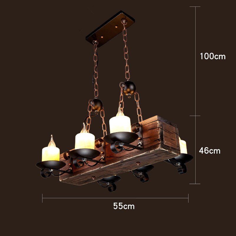 Wood Ceiling Light With LED Illumination In Industrial Antique Style For Modern Interiors