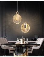 Aurelia Pendelleuchte mit LED-Kristall in Gold für Wohnbereiche