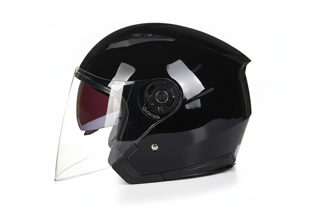 Dual-Visor Half Motorcycle Helmet - DOT Certified