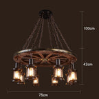 Wood Ceiling Light With LED Illumination In Industrial Antique Style For Modern Interiors