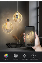 Aurelia Pendelleuchte mit LED-Kristall in Gold für Wohnbereiche