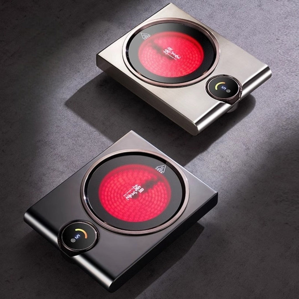 SerenoHeat 1000W Ceramic Hot Plate With Charcoal Style Heat Emulation For Tea Lovers