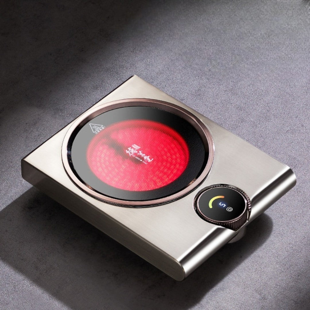 SerenoHeat 1000W Ceramic Hot Plate With Charcoal Style Heat Emulation For Tea Lovers