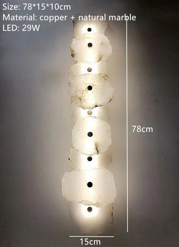 Copper Accented Aurora Marble LED Wall Sconce For Elegant Interiors