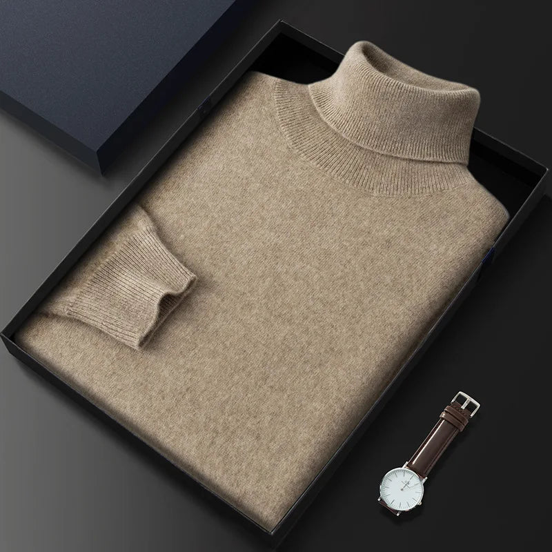 Sylvara Men's 100 Percent Cashmere Turtleneck Sweater