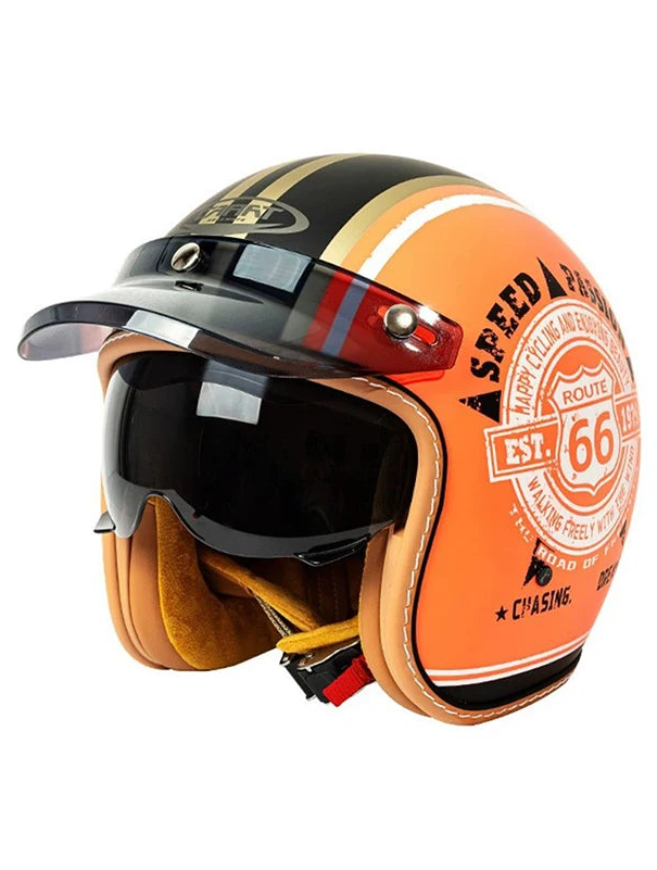 Vintage Open-Face Motorcycle Helmet with Sun Visor