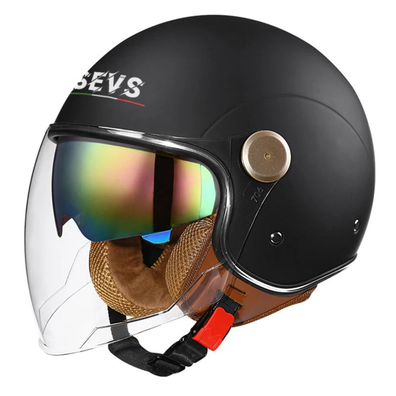3/4 Open-Face Motorcycle Helmet with Windproof Lens