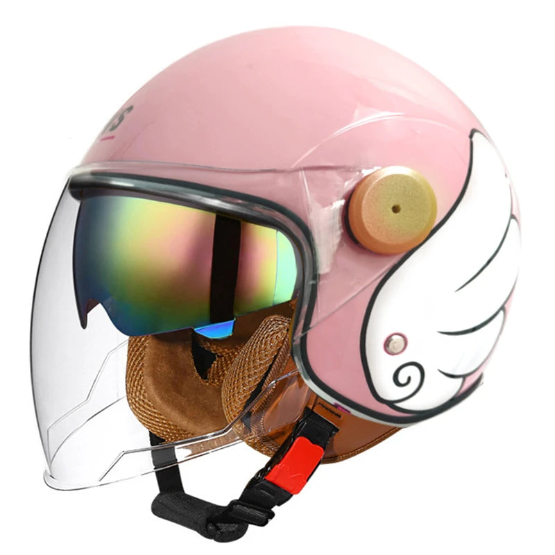 3/4 Open-Face Motorcycle Helmet with Windproof Lens