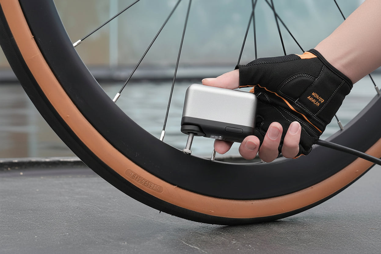 Bomba Compacta para E-Bike com Ecrã Digital para Pneus de Estrada 120 PSI Carregamento Rápido
