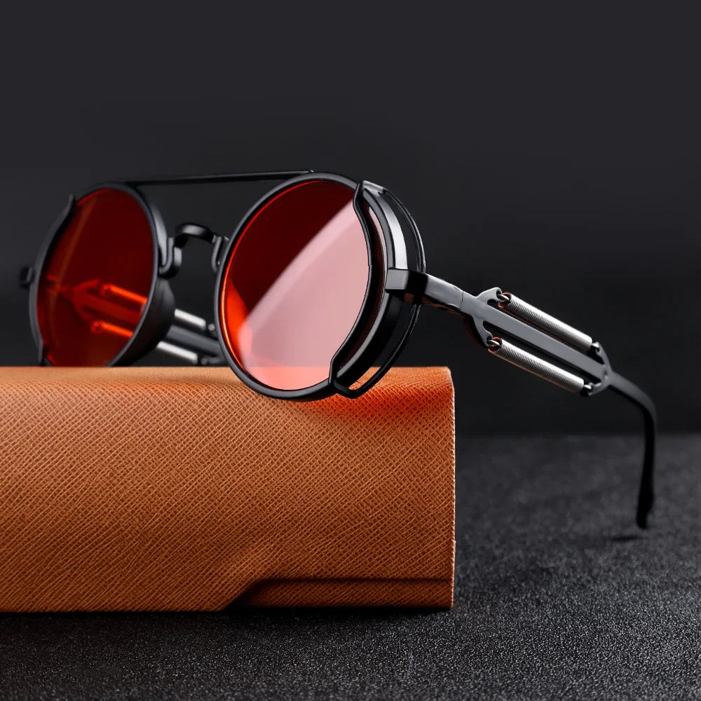 Okulary przeciwsłoneczne FluxNova Rogue Fusion Retro Round z lustrzanymi soczewkami i detalami mechanicznymi