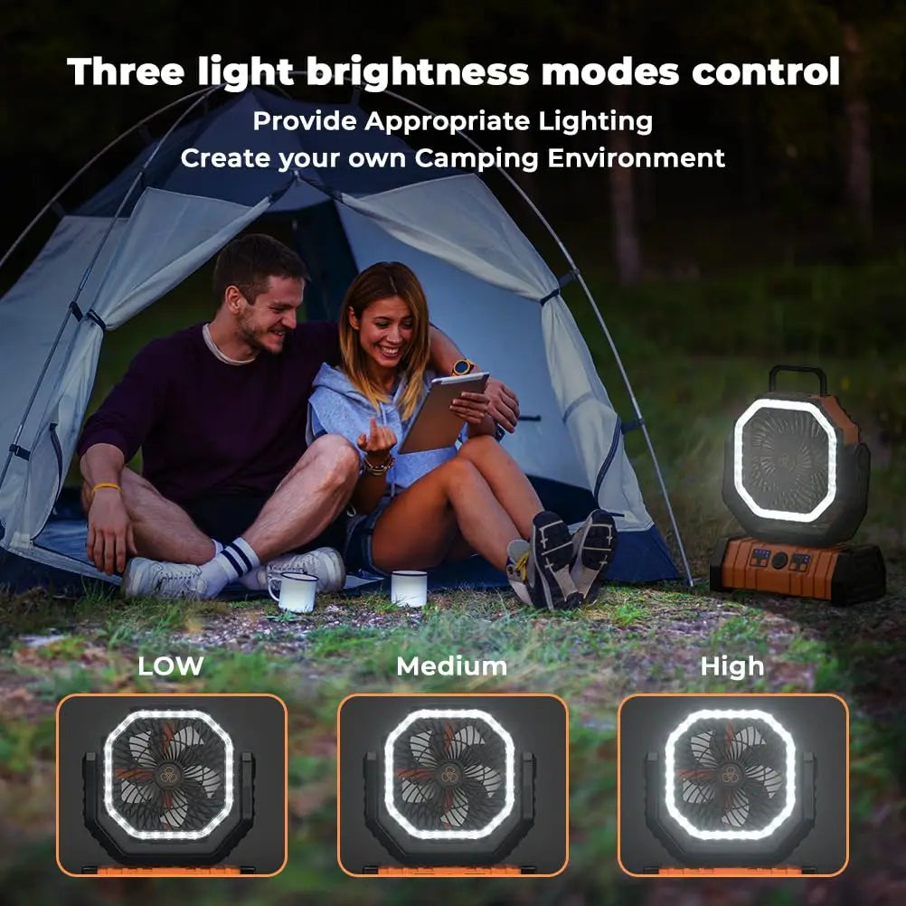Ventilateur de camping portable rechargeable avec batterie externe LED 20000mAh