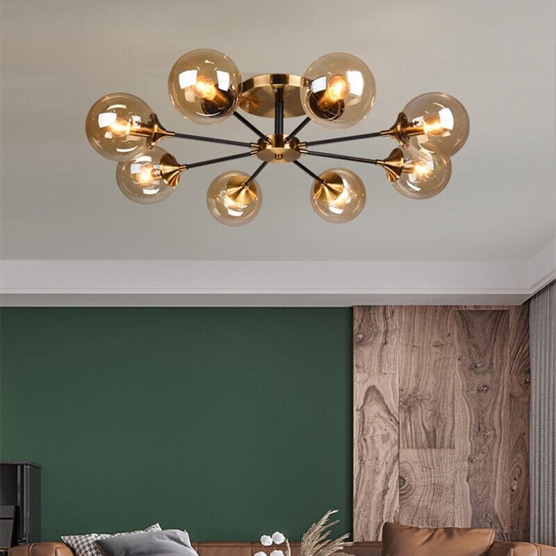 Jade Sphere Glass Globe Ceiling Light for Modern Living Rooms