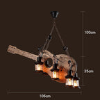 Wood Ceiling Light With LED Illumination In Industrial Antique Style For Modern Interiors