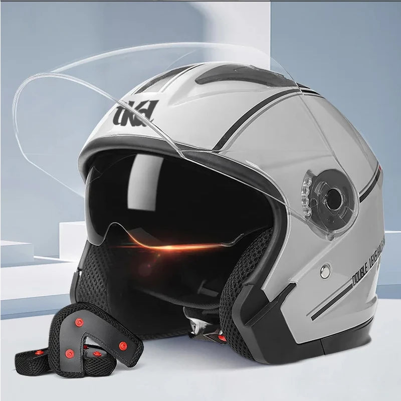 Modułowy kask motocyklowy z podnoszoną szczęką i podwójnymi wizjerami, certyfikowany DOT i ECE