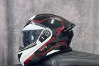 Casque de moto intégral rabattable avec double lentille et aileron arrière aérodynamique, certifié DOT