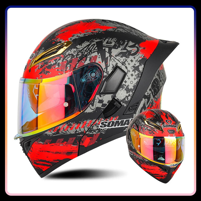 Modular Full-Face Motorcycle Helmet with Dual Visor