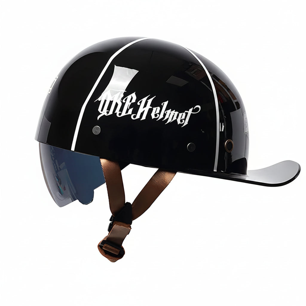 Retro Baseball Cap Style Half-Helmet with Retractable Lens