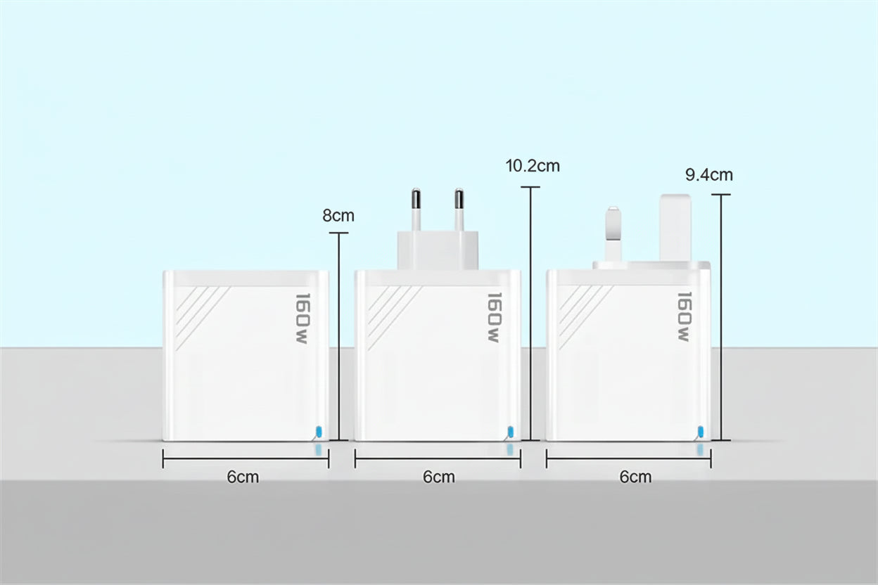 160W USB C vegglader med flere porter og strømsentral