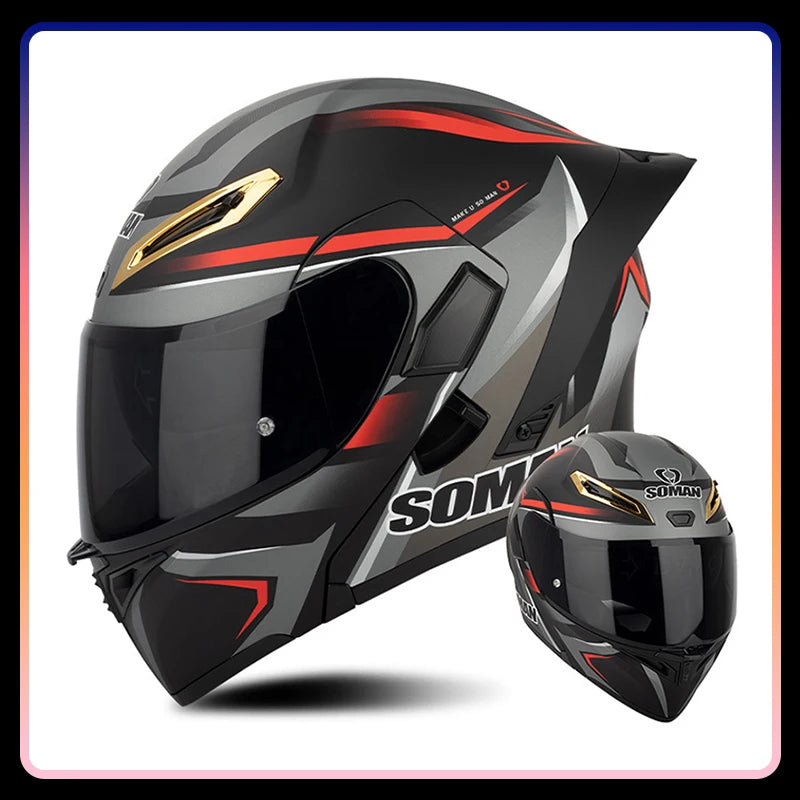 Modular Full-Face Motorcycle Helmet with Dual Visor