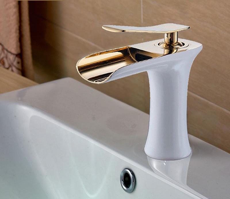 Brass And Chrome Waterfall Basin Faucet For Bathroom Sink With Dual Supply Lines