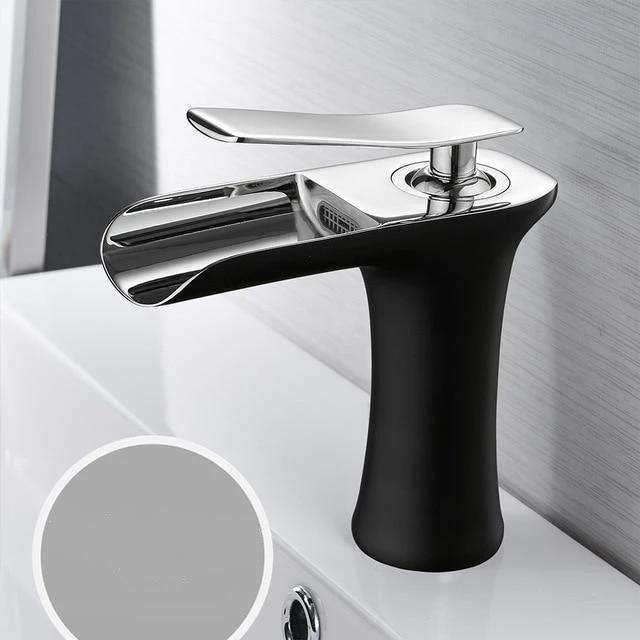 Brass And Chrome Waterfall Basin Faucet For Bathroom Sink With Dual Supply Lines