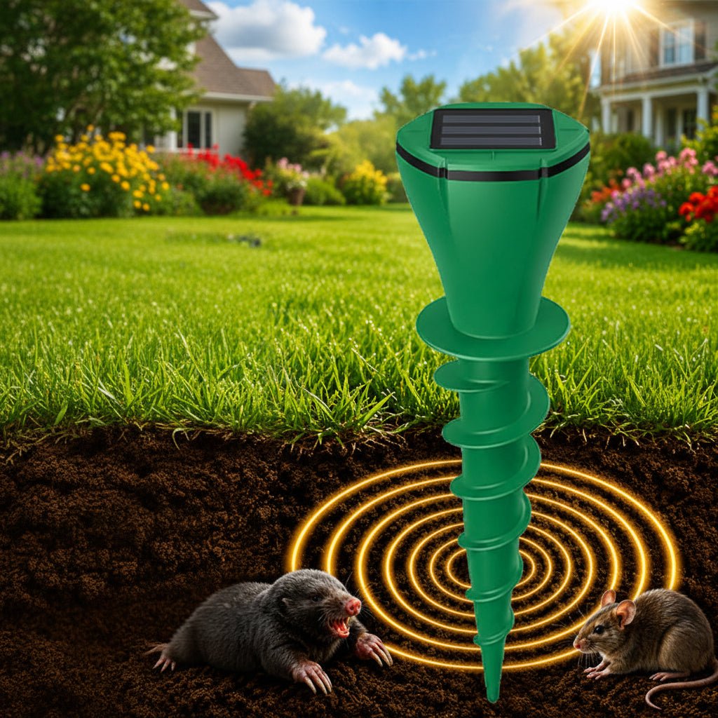 Solar-Powered Mole Repellent with Seismic Vibrations for the Garden