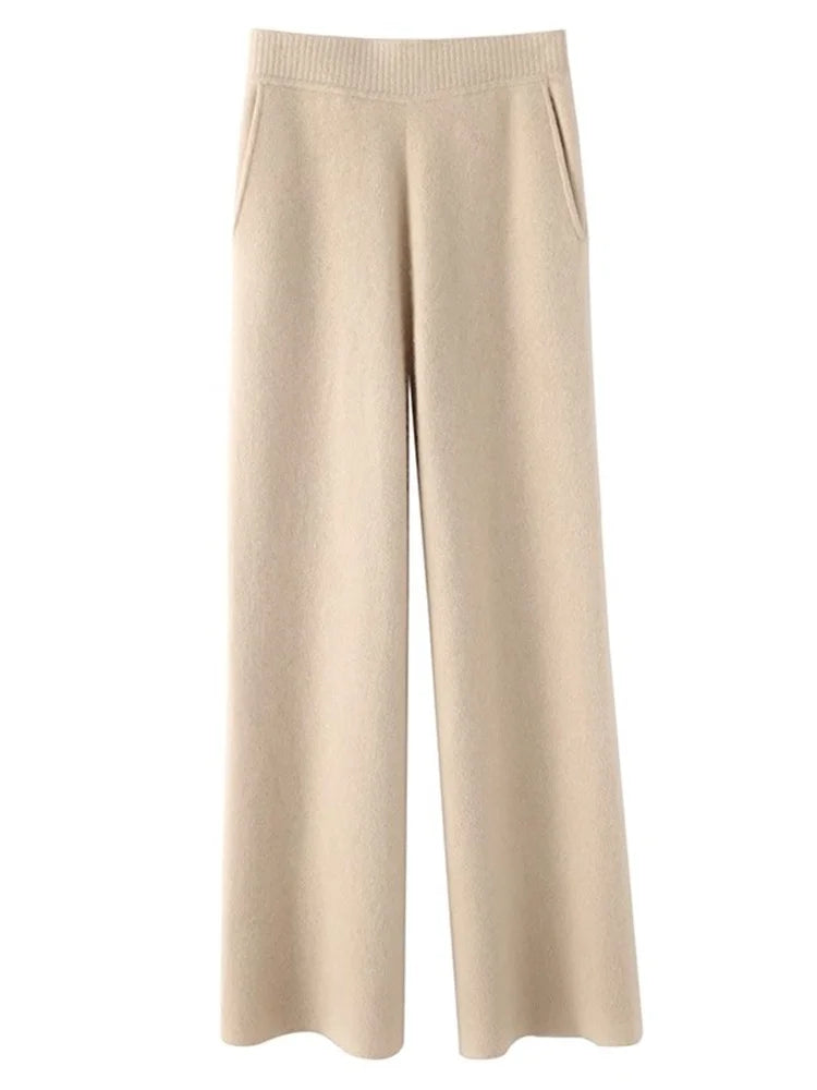 Pantalon taille haute en cachemire pour femme Elara, pour un usage quotidien