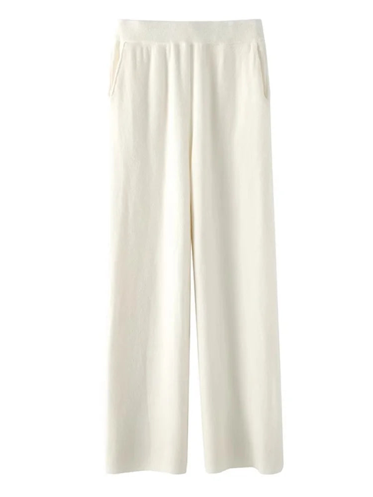 Pantalon taille haute en cachemire pour femme Elara, pour un usage quotidien
