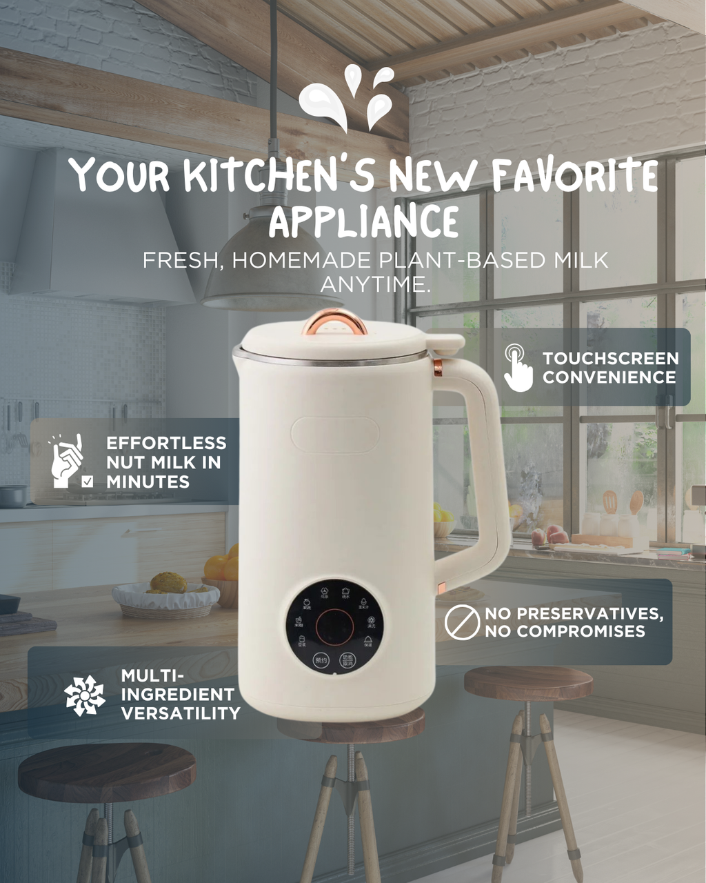 Nutriva Mini Almond And Cashew Oat Milk Maker For Home Use