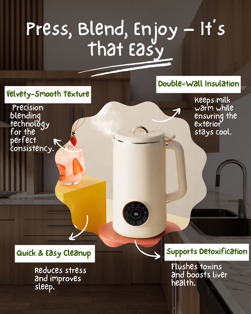 Nutriva Mini Almond And Cashew Oat Milk Maker For Home Use